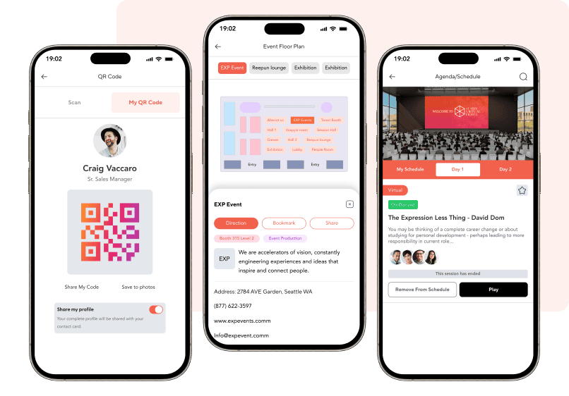 Contenu sans contact Application mobile pour les salons vFairs