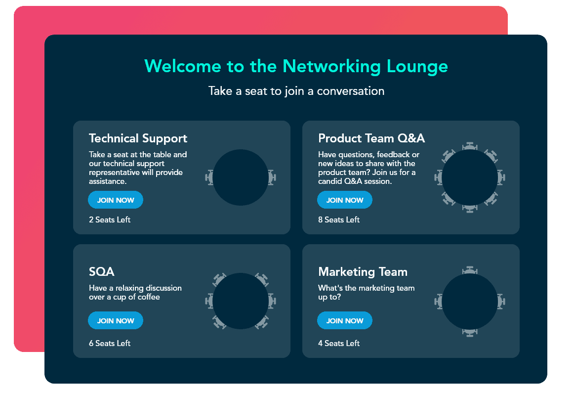 vFairs Roundtable Networking feature in action 